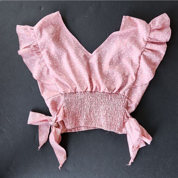 SHEIN Pink with White Polka Dot Blouse - Picture 5 of 8